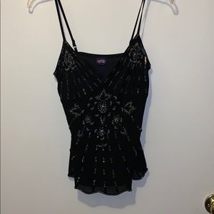 Black dressy strap shirt with gems